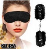 Kit Algemas e Venda em pelúcia Preto